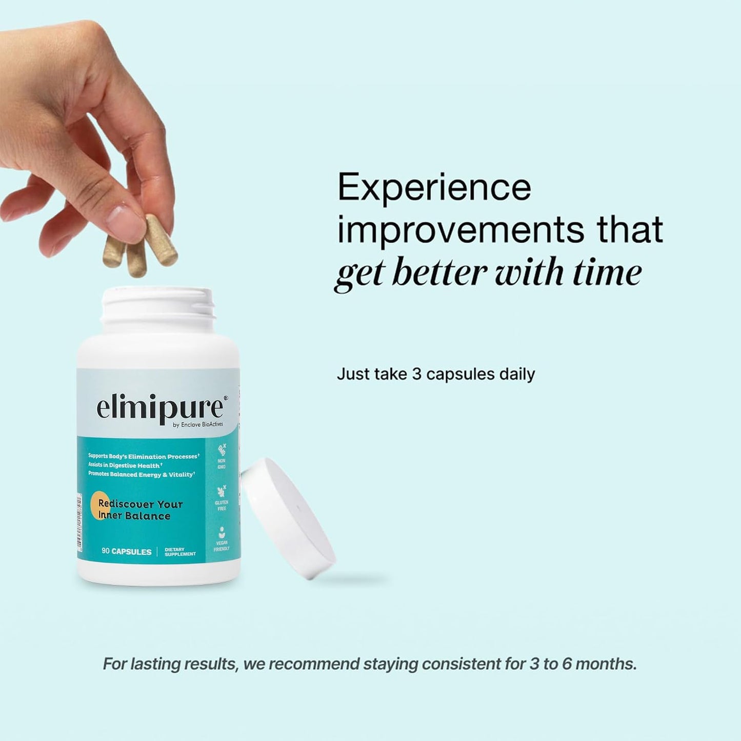Elimipure Gut Cleanse & Restore Supplement, Regularity Support, 90 Caps